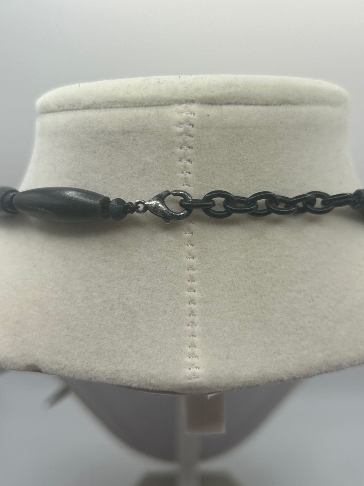 VINTAGE SCANDINAVIAN BRUTALIST NECKLACE RESIN & WOOD SPIKY BROWN BLACK UNSIGNED