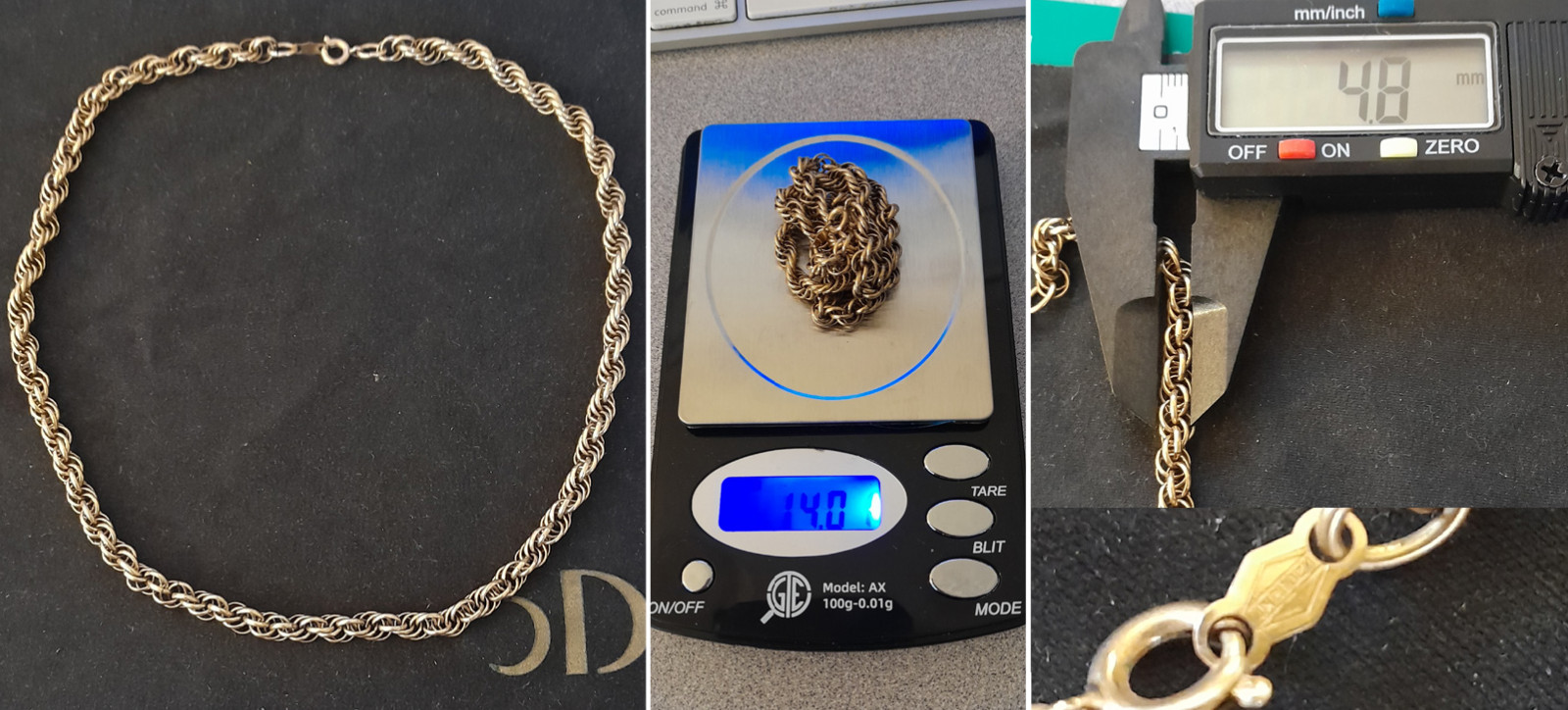 Vintage 1/20 12K Gold Filled Heavy Woven Rope Chain Necklace 14g 4.8mm Chunky