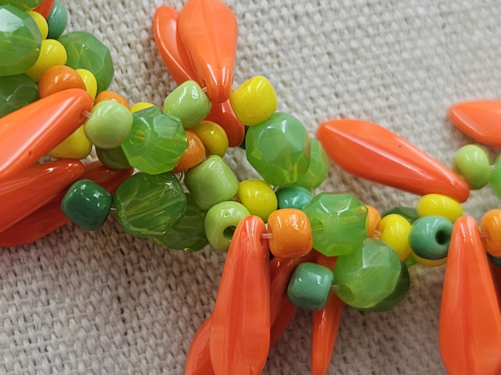 Vintage Colorful Glass Beaded Tutti Frutti Necklace Corn Carrots Peas