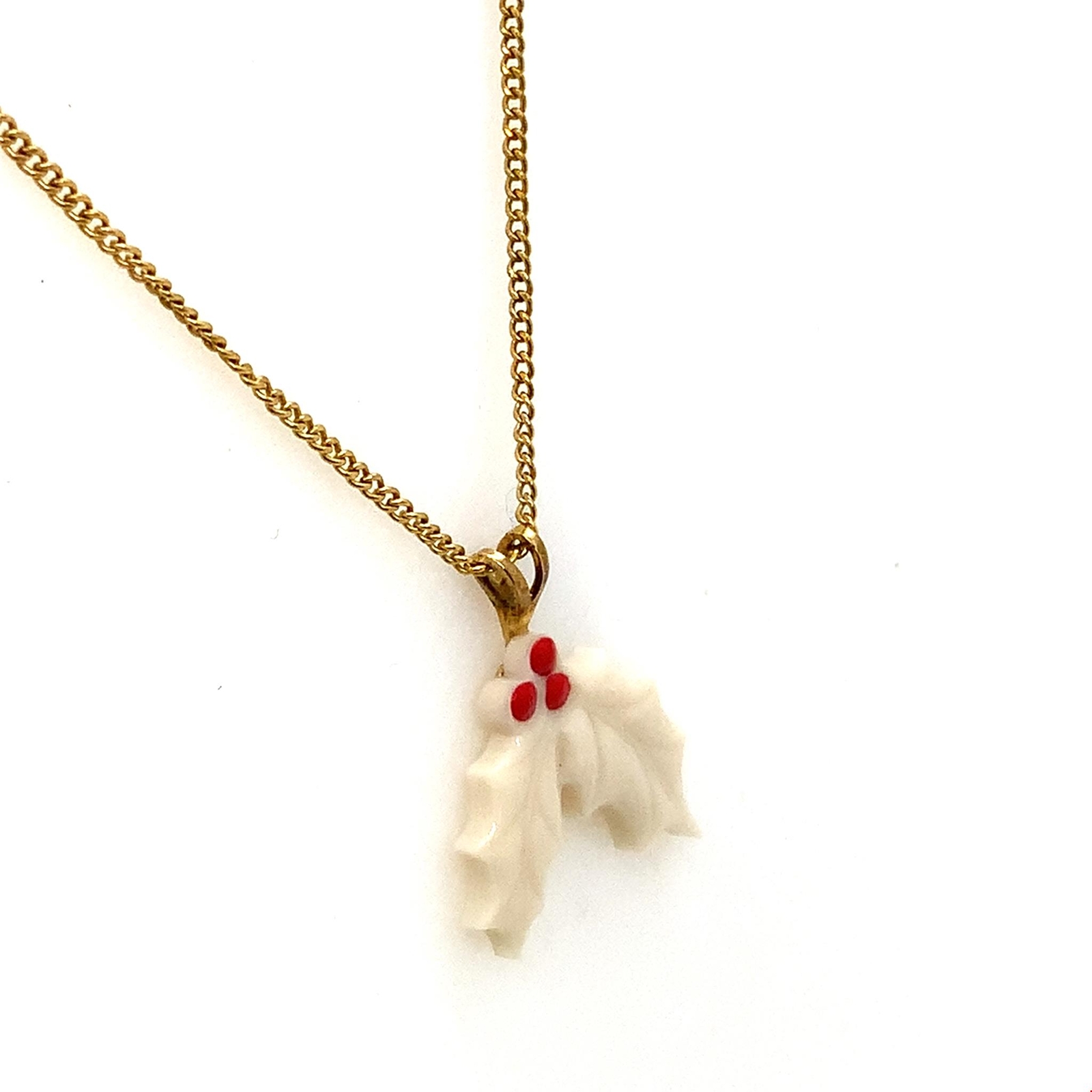 Vtg 14k Gold Filled Lenox Handcrafted Christmas Holiday Pendant Necklace 18 3/4