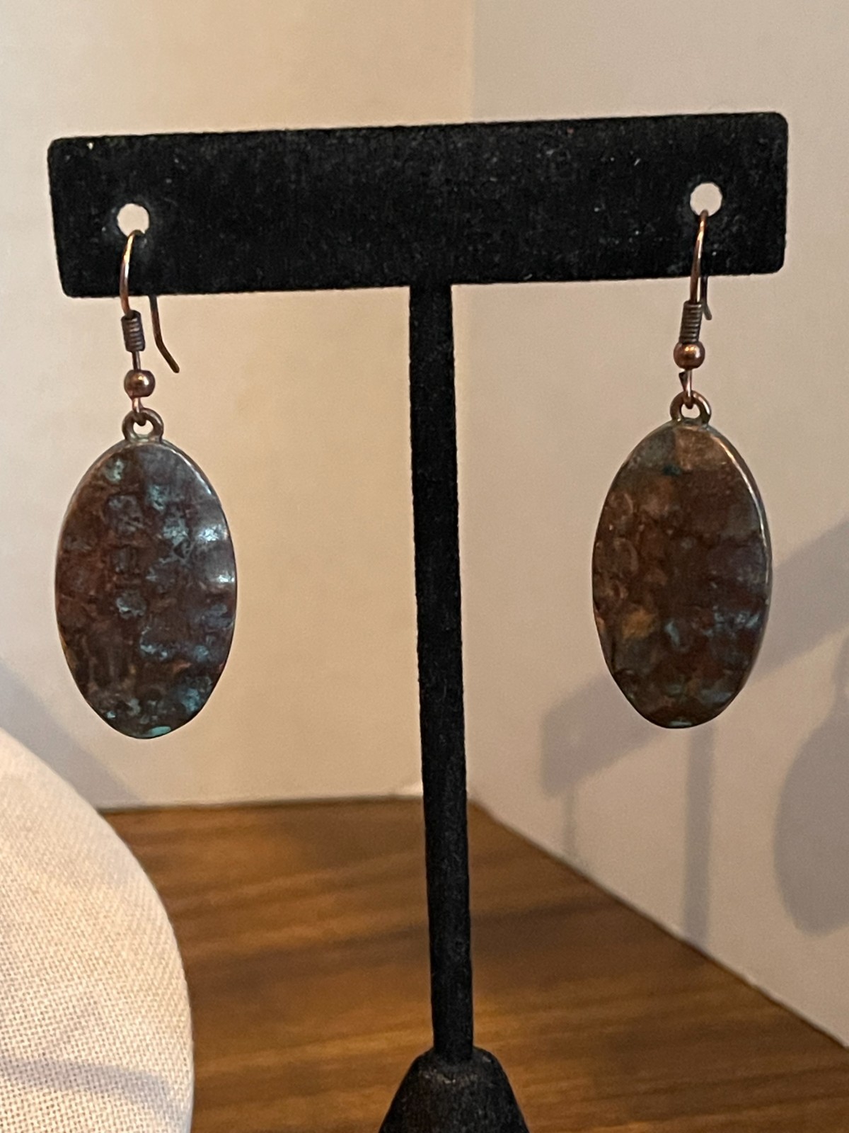 Brutalist Boho Verdigris Patina Chunky Hammered Copper Necklace and Earring Set