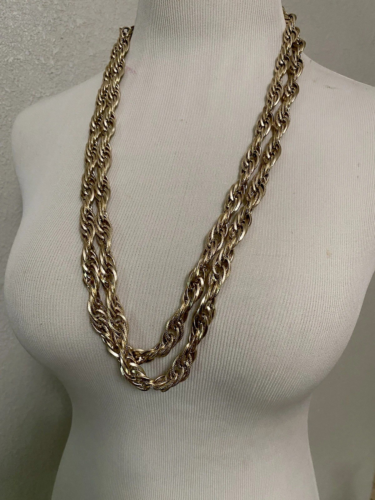 Vintage Monet Gold Tone 64in Twisted 1/2in Rope Statement Chain Necklace 95g!