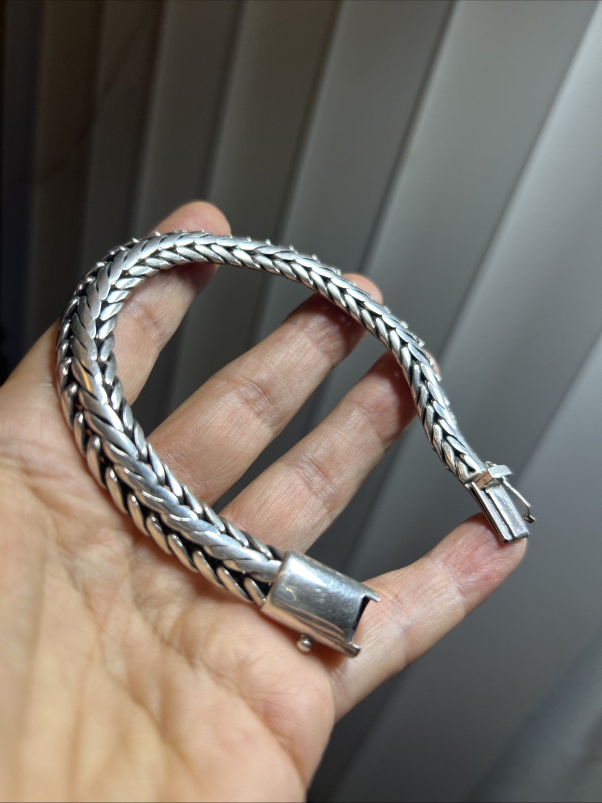 41. Vintage 925 Sterling Wheat Link Chain Bracelet 8″, but fit 7 1/8″ , 54.2g