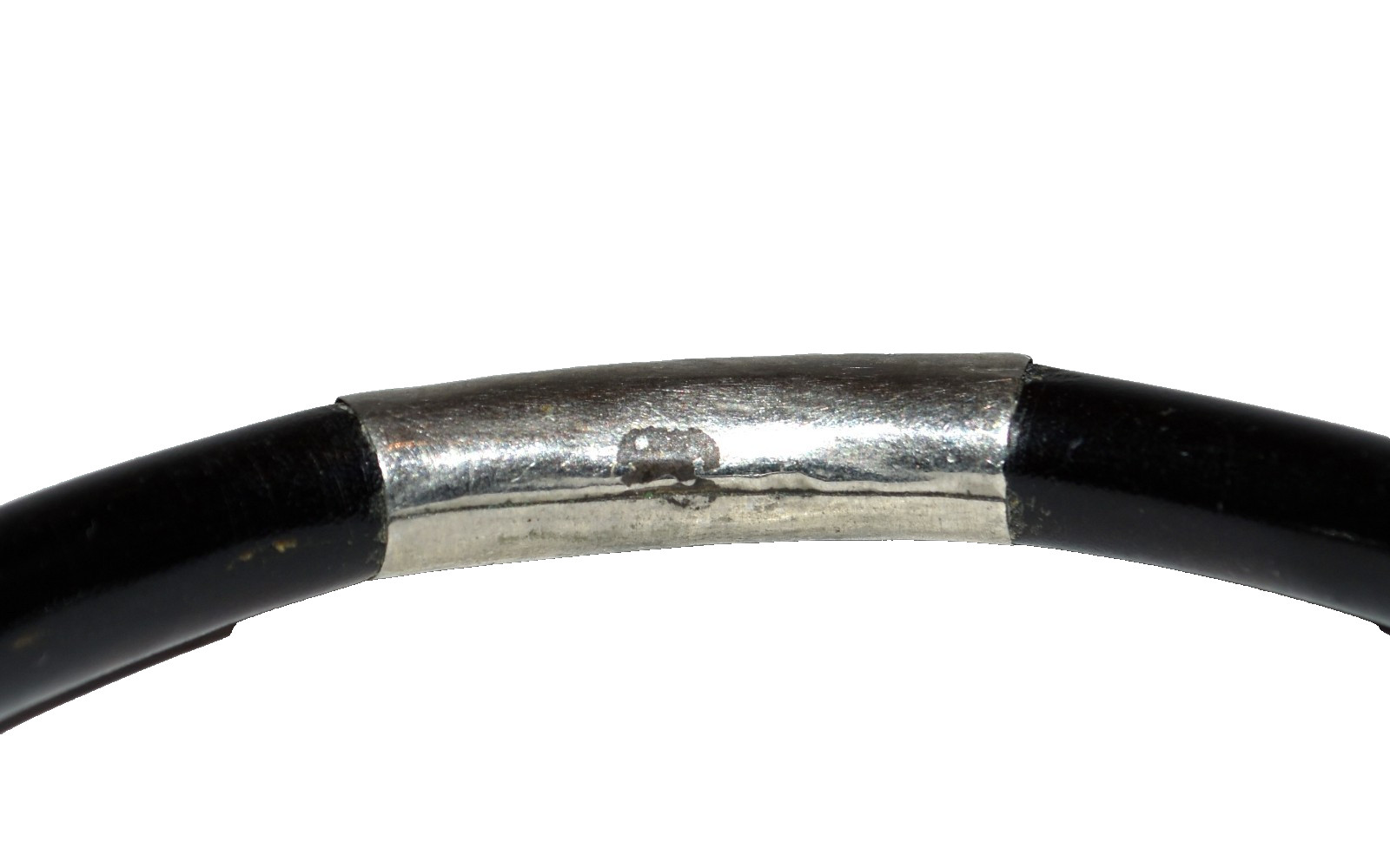 Vintage Hawaiian Black Coral with Engraved Silver Bangle Bracelet Size 8.5