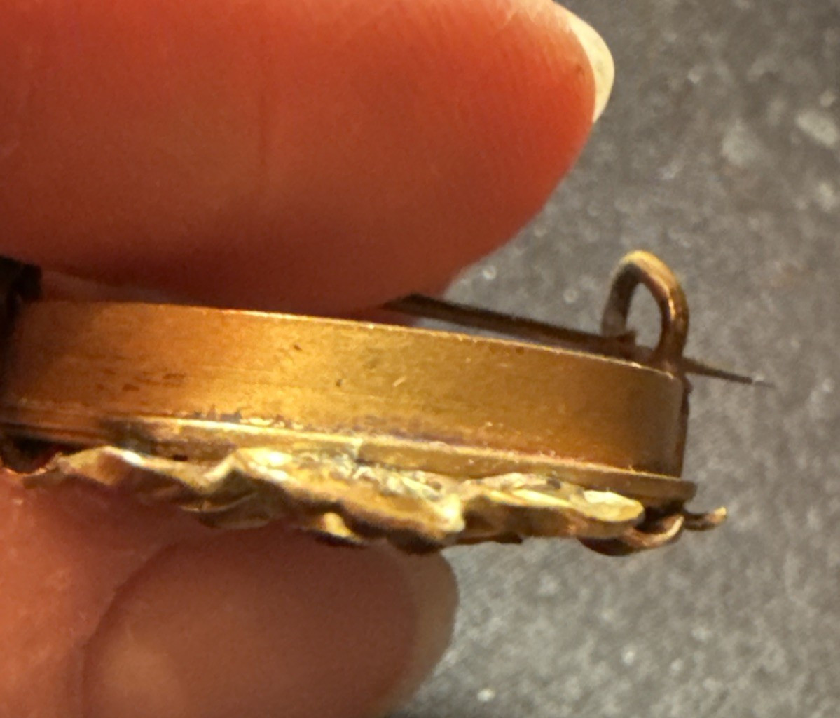 RARE French Antique FIX Metal Hallmarked 18K Gold Plate Photo Pin Brooch FRANCE