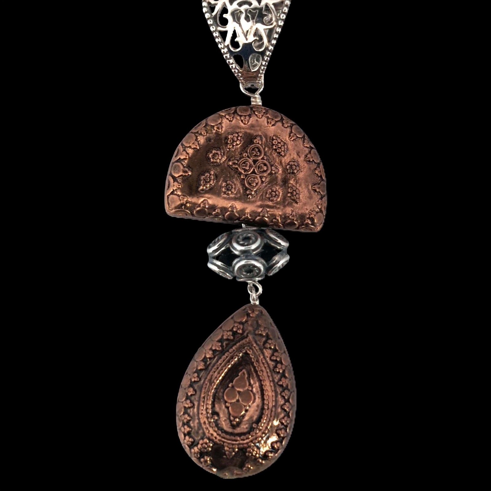 STERLING SILVER & COPPER AKR AMY KAHN RUSSELL BALI DROP PENDANT ENHANCER #8018