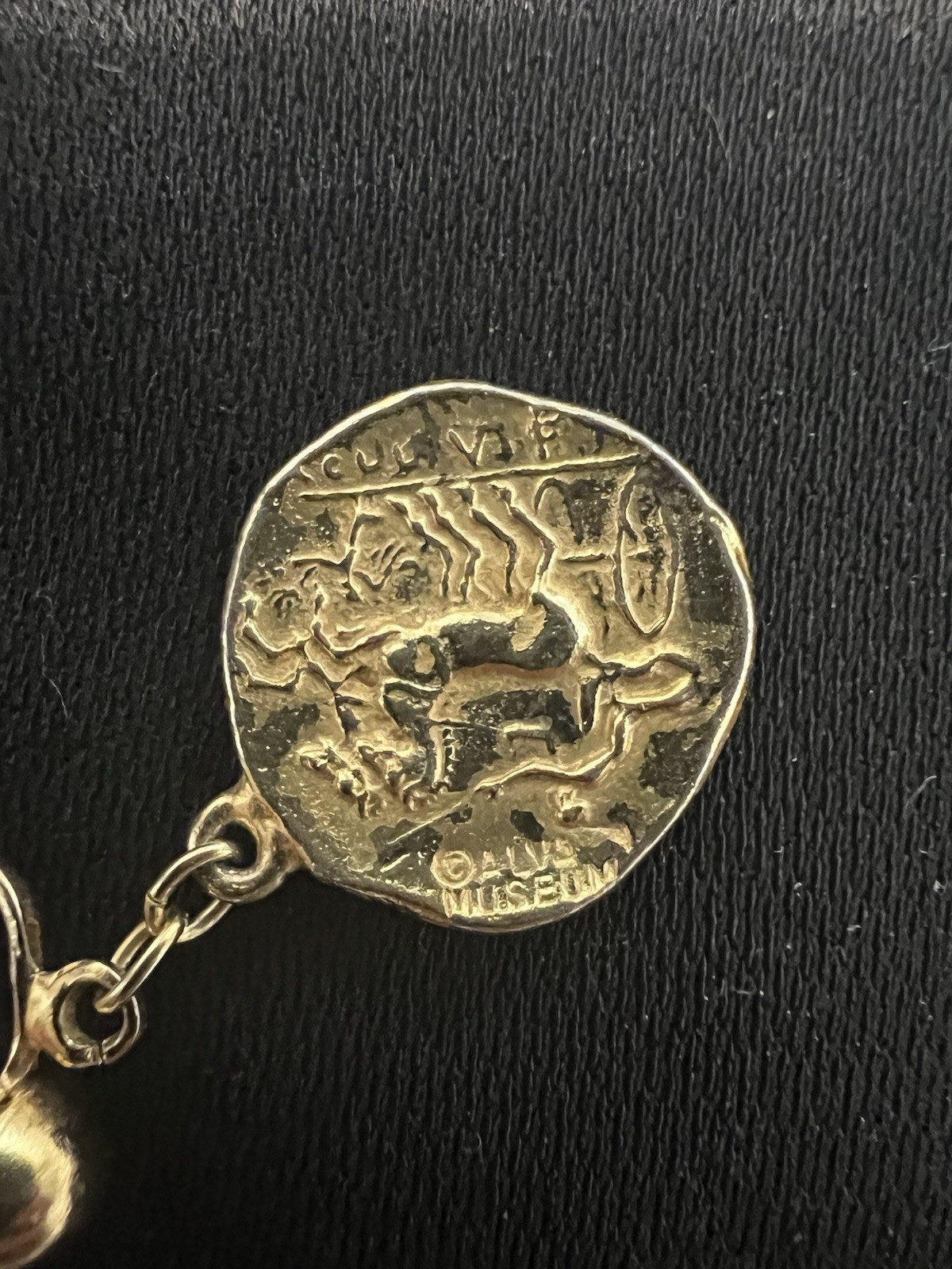 RARE Vintage Museum Replicas GoldTone Greek Coin Drop Earrings Philip II