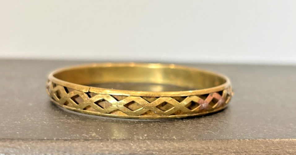 3 Brass/ Bronze Metal Bangle Bracelets w/ Pierced Patterns Designs Antique Look
