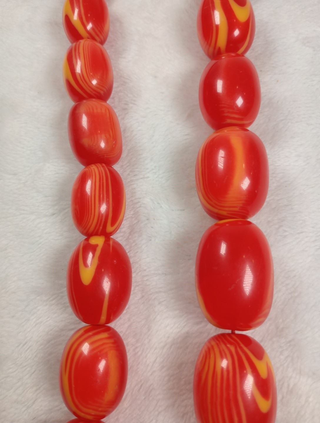 Vintage Orange Swirl Acrylic Beaded Necklace Mod Retro Statement