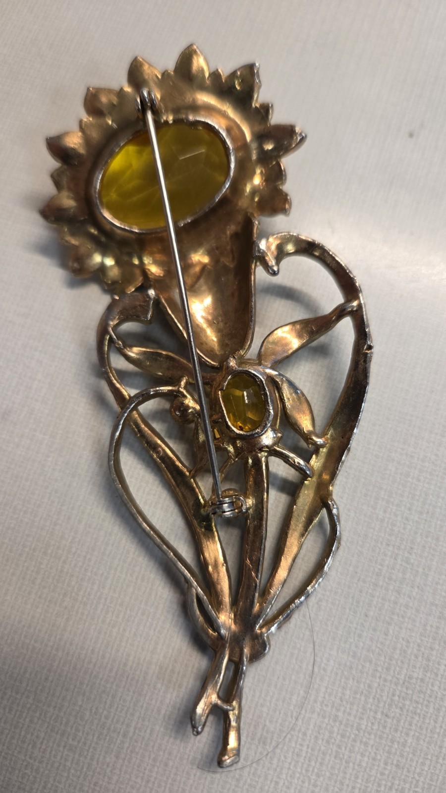 Vintage 1930s-1950s Large Sun Flower Brooch Pin