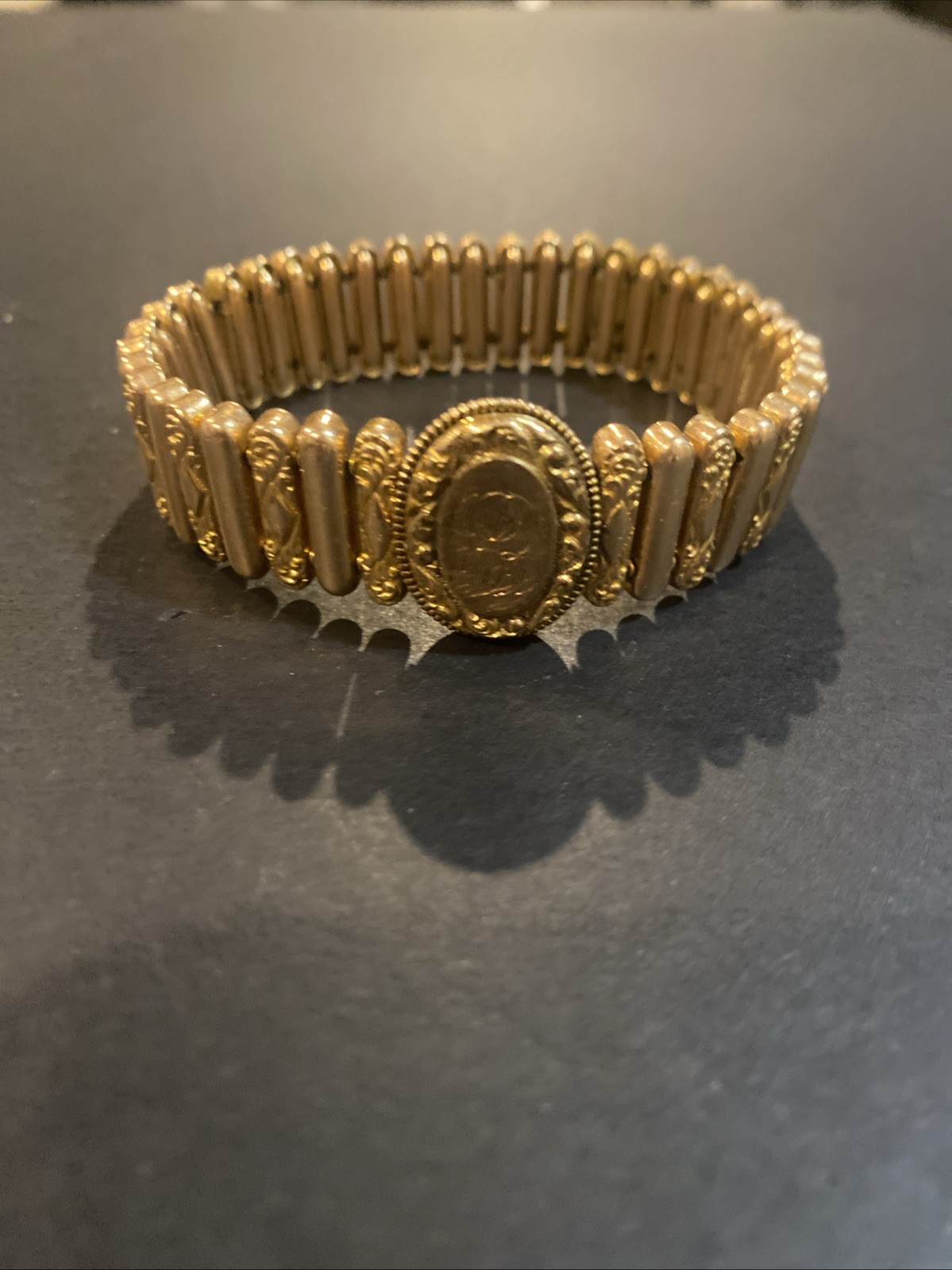Antique Victorian AAG Co Gold Filled Sweetheart Expansion Bracelet Monogram