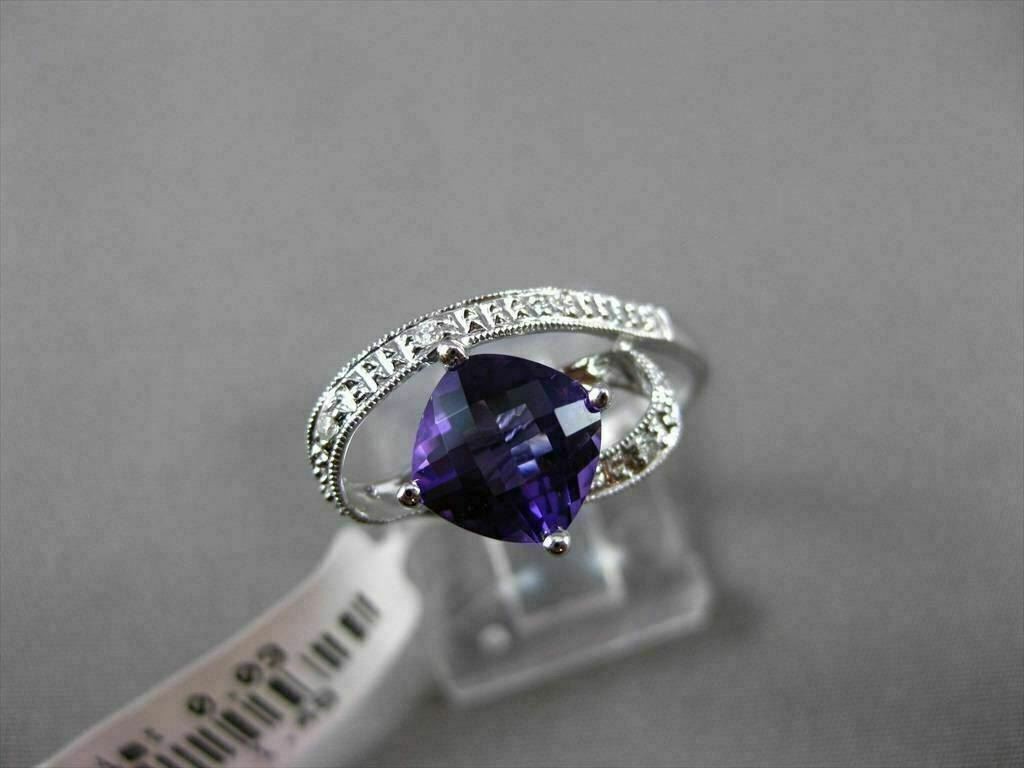 ESTATE LARGE 1.52CTW DIAMOND & AAA AMETHYST 14KT WHITE GOLD FLOATING 3D RING