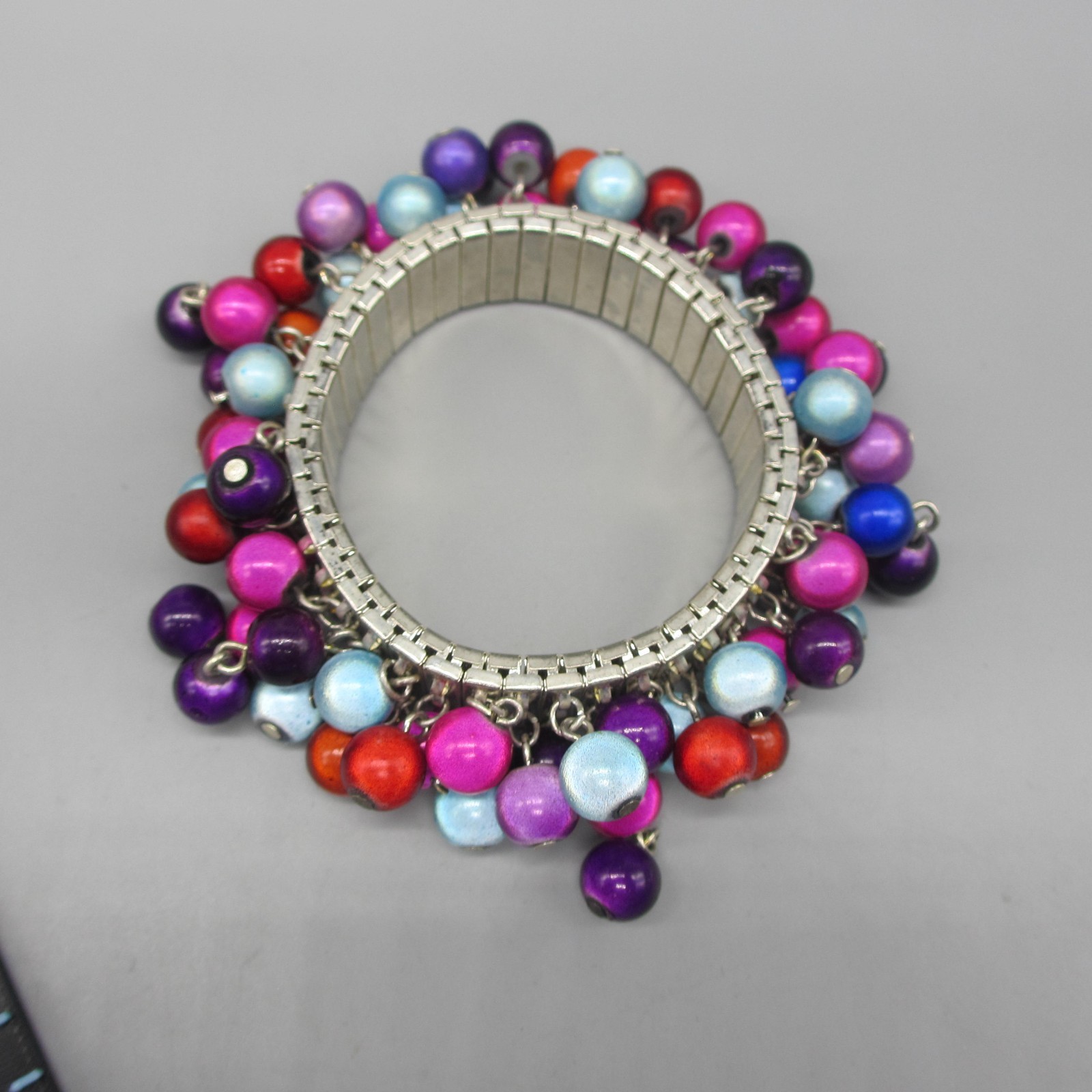 Vintage Cha Cha Expansion Bracelet Beads Red Purple Pink Blue