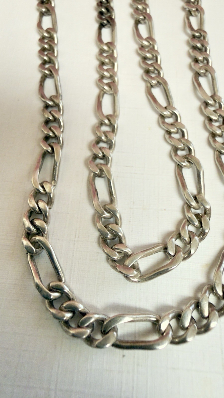 925 Sterling Silver Figaro Chain- 20″ – 50.5 cm -27g Vintage East European #1931