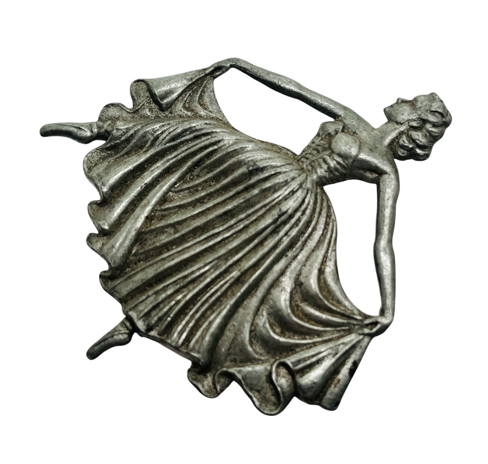 Vintage Pot Metal Figural Ballerina Signed Numbered Figural Brooch C Clasp