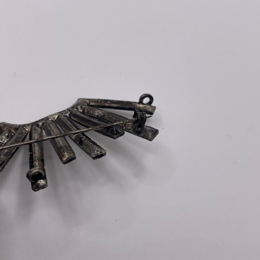 Antique Art Deco Pin Brooch circa 1920s Fan Shape Diamanté Old Hollywood