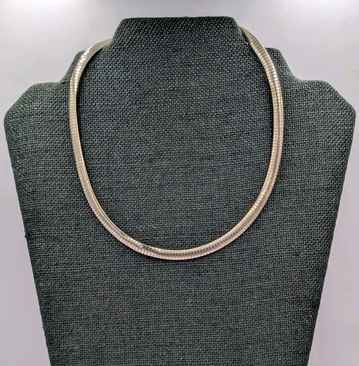 By M Vtg Sterling Silver 6mm Flat Omega Italian Chain 925 17.5″ Necklace – 26.4g