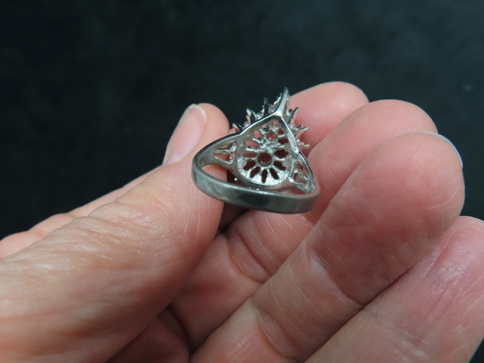 Vtg 1960’s 18kt Heavy Gold Electroplate CIRCLE A Hallmark Cocktail Ring SZ 6.5