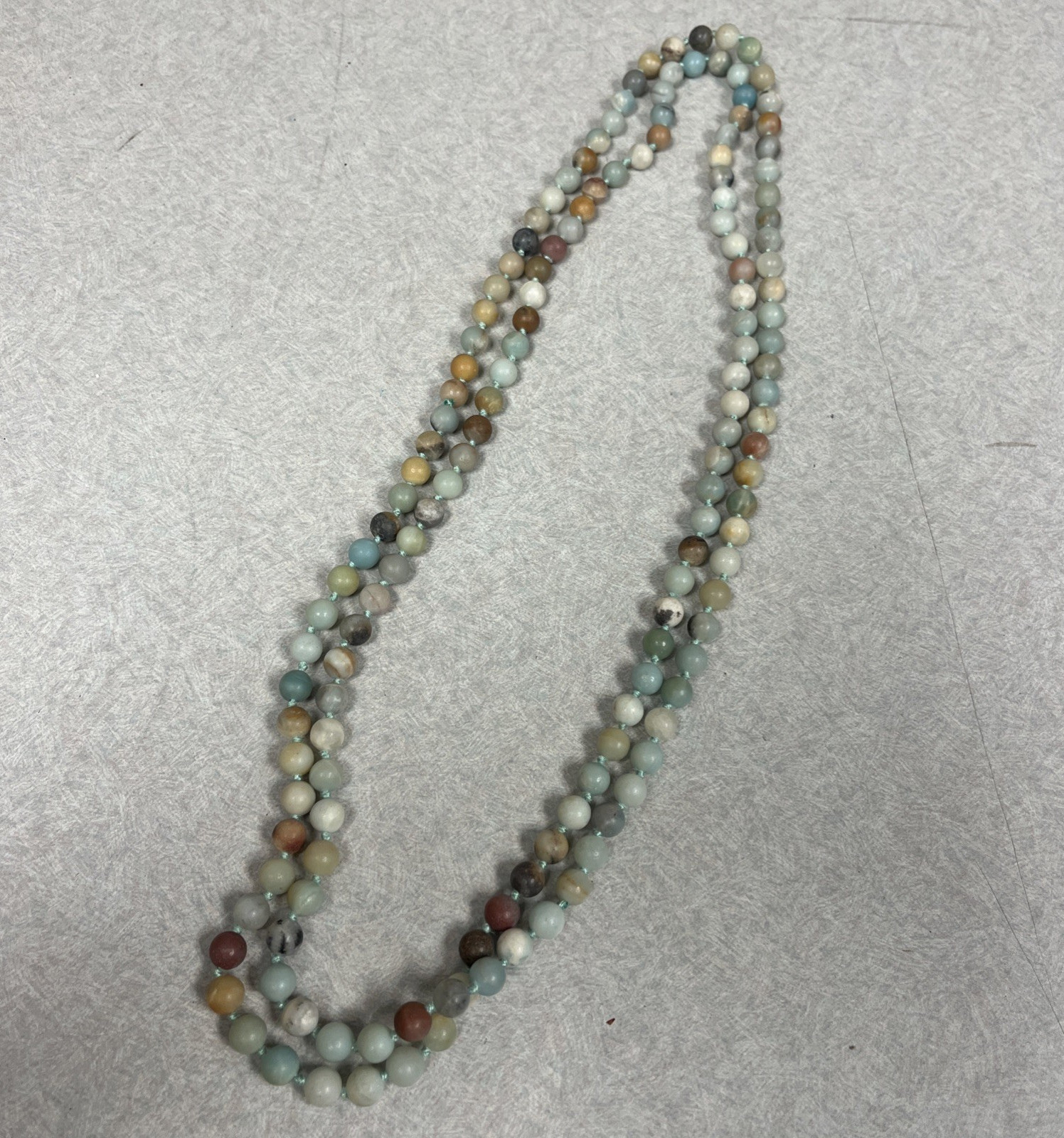 Vintage Amazonite Hand-knotted 60″ Necklace