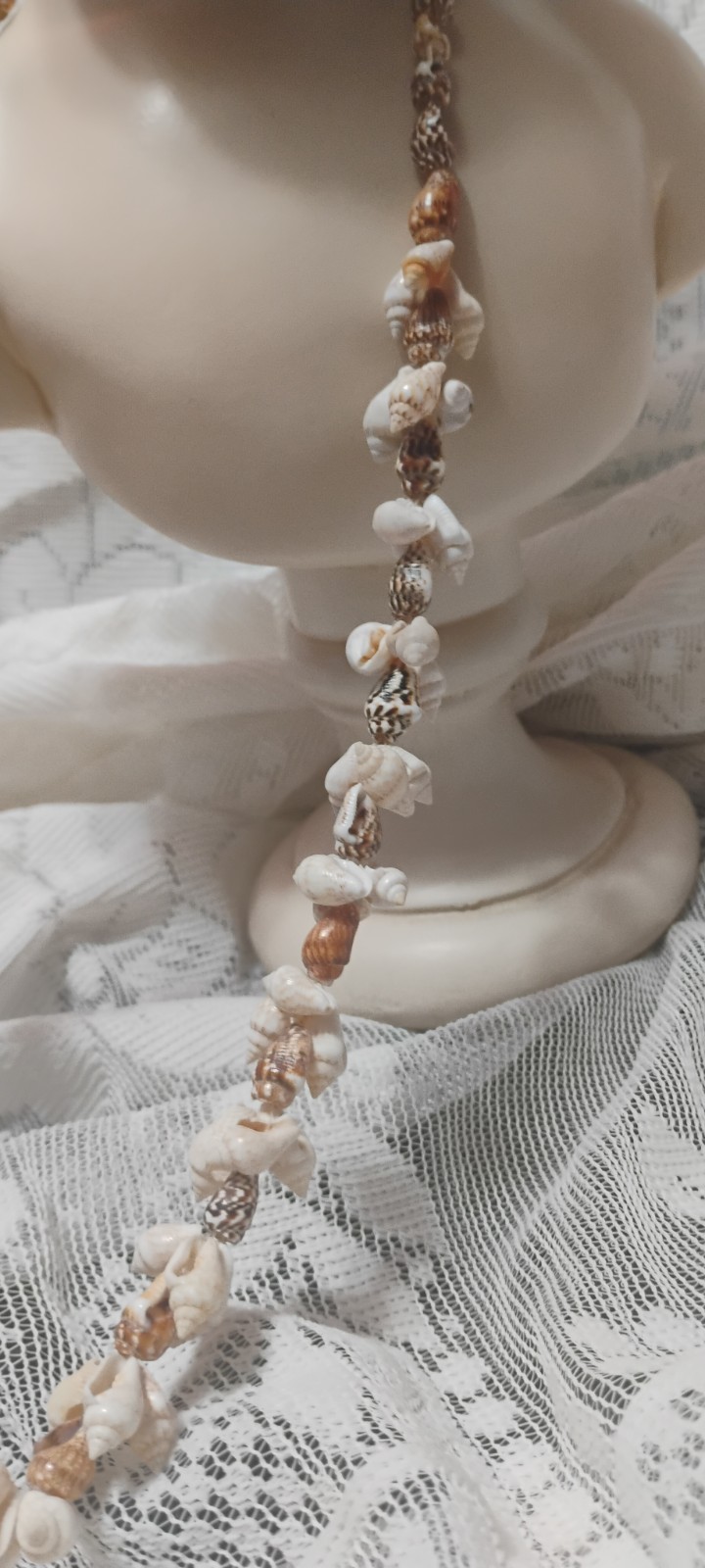 Vintage Boho Natural Small Conch Sea Shell Necklace 36” LONG! Quality Handmade