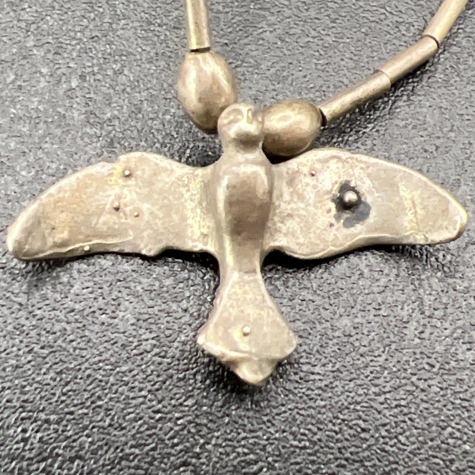 Nativa American VTG Turquoise Heishi Pendant Necklace Peyote Water Bird 17” 9.7g