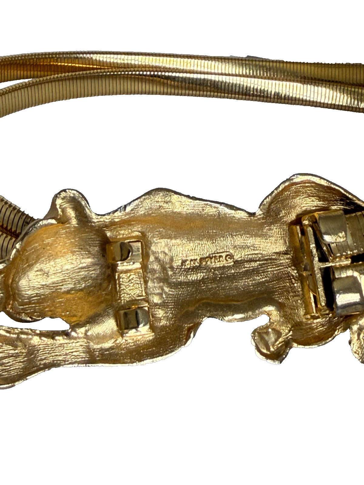 Fabulous vintage Designer Gay Boyer Gold tone Panther Buckle Signed RARE