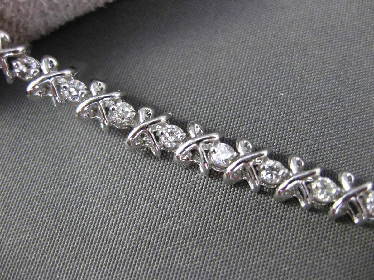 ESTATE 1.0CT DIAMOND 14KT WHITE GOLD 3D LOVE TENNIS BRACELET E/F VS/VVS #24202