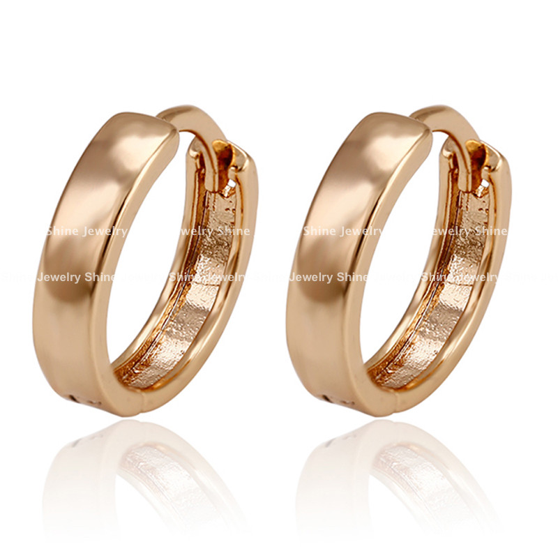 24K ROSE GOLD FILLED PLAIN HOOP HUGGIES SLEEPER SOLID WOMENS GIRLS KIDS EARRINGS