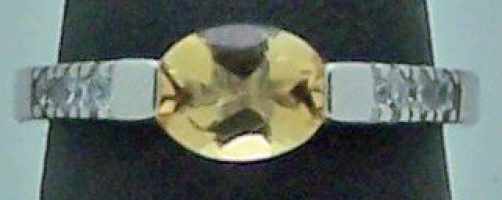 BEAUTIFUL ESTATE CITRINE & CUBIC ZIRCONIA STERLING SILVER RING, SIZE 9