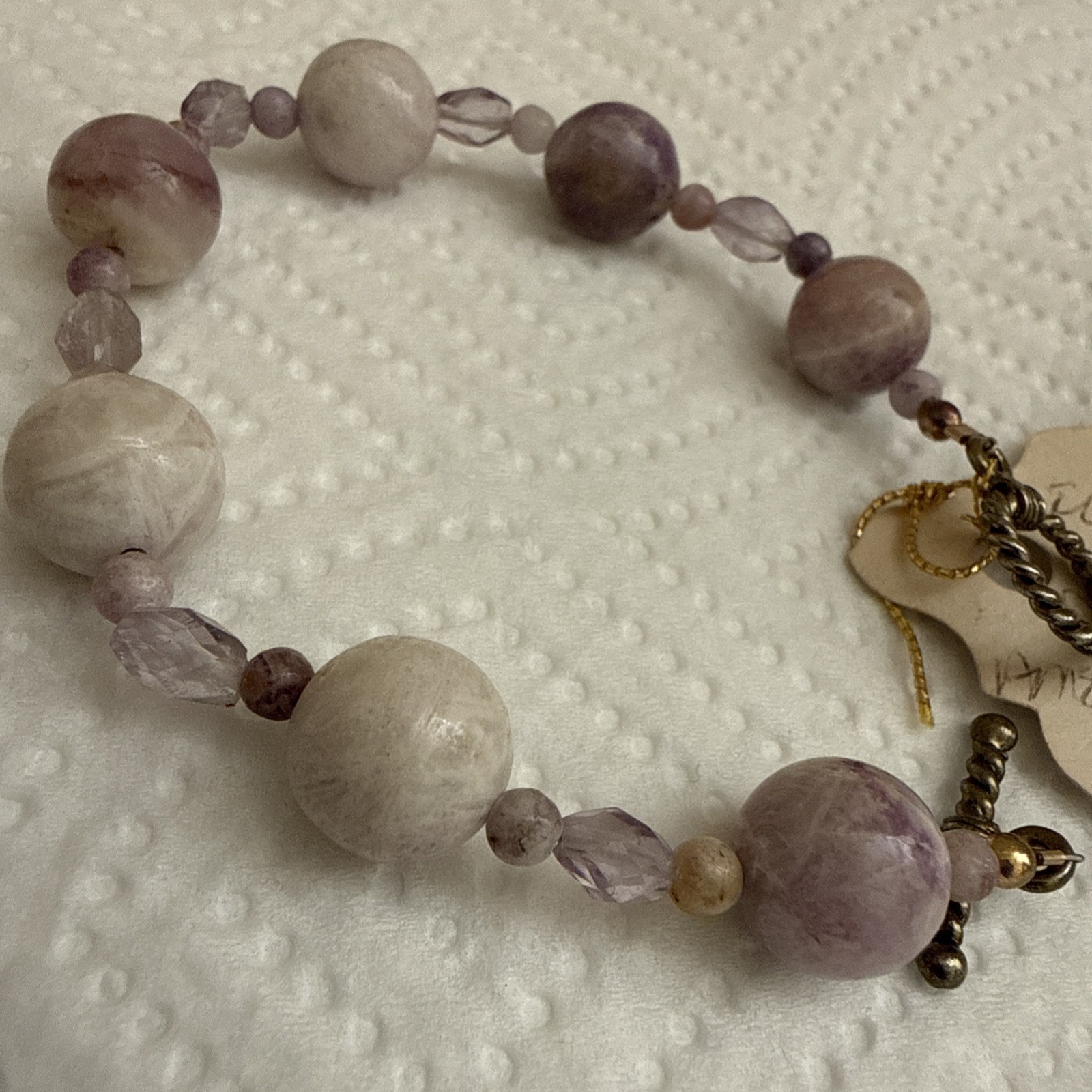 Vintage Amethyst Bead Bracelet 7” Estate