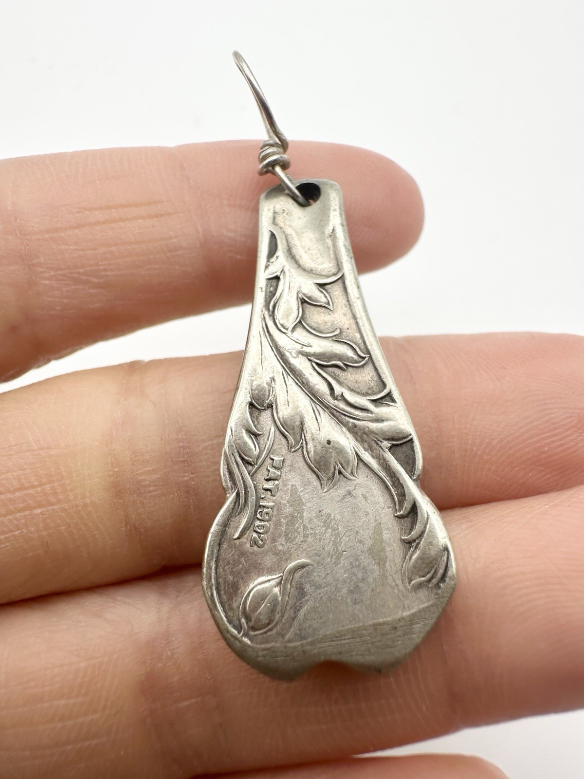 Vintage Silverplate Flatware Floral Flower Pendant