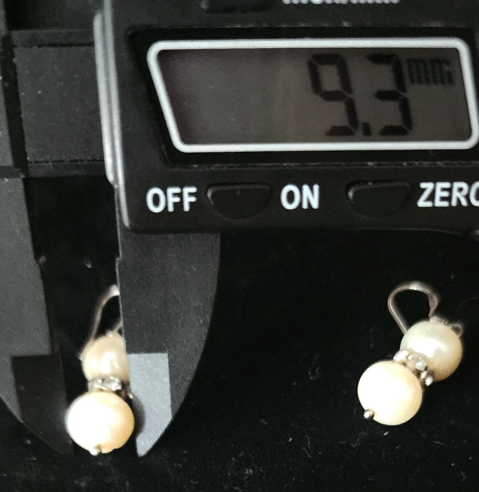 Elegant,2 Tiered Pearl Dangle Earrings, 925 Sterling Silver & Shimmering Crystal