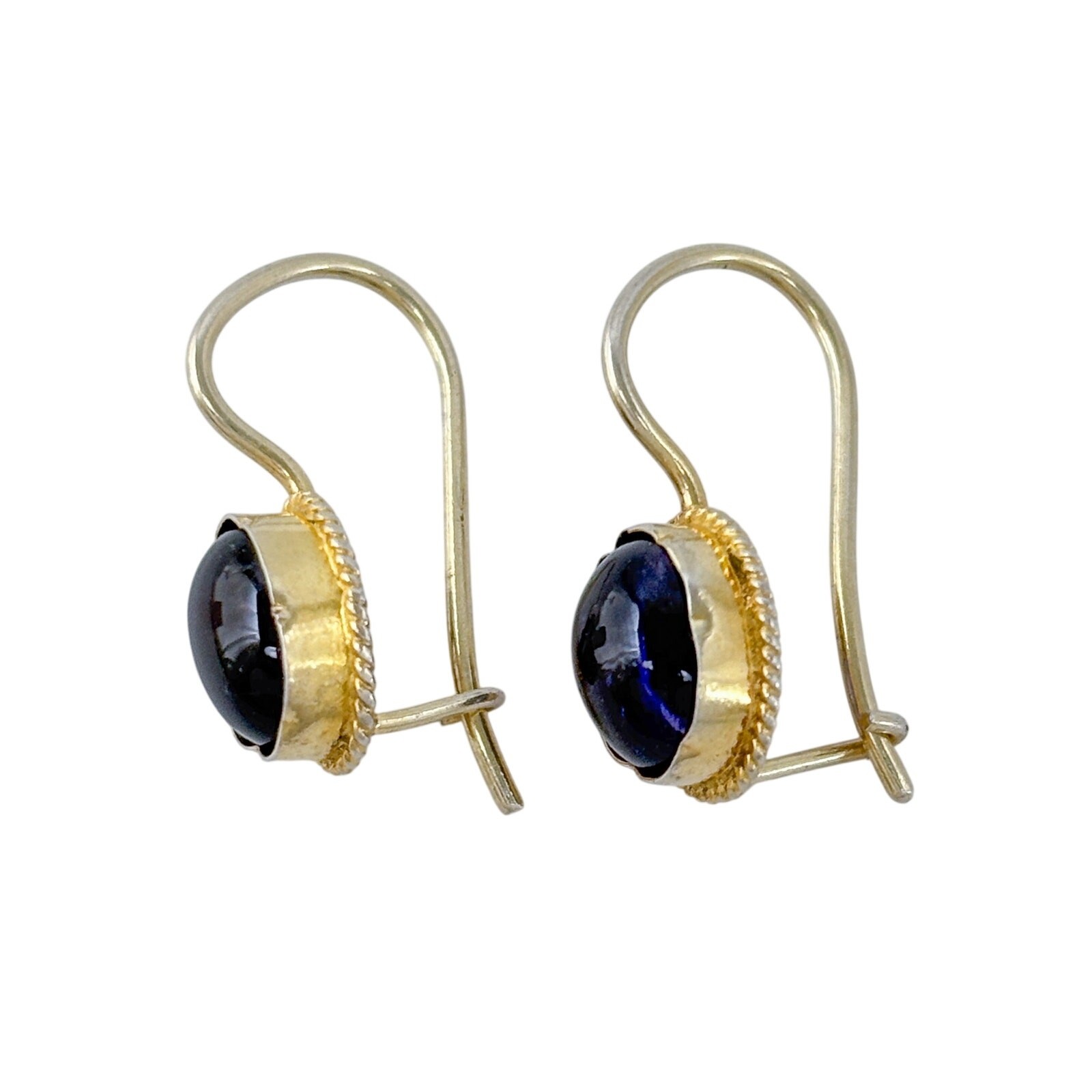 Vintage Gold-Tone Sterling Silver 925 Purple Glass Drop Earrings