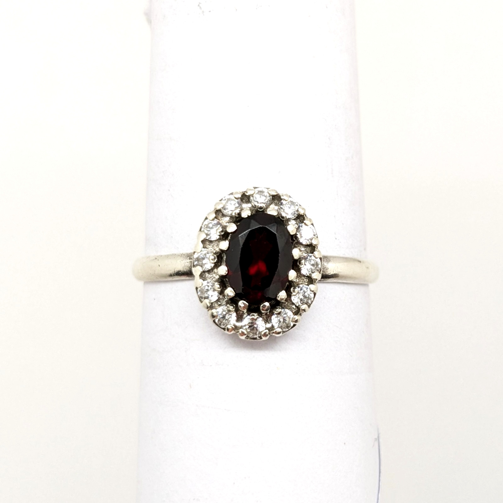 Vintage Luxury RING Silver 925 with Big Bright Garnet -size: 10US (17.5mm)| #71