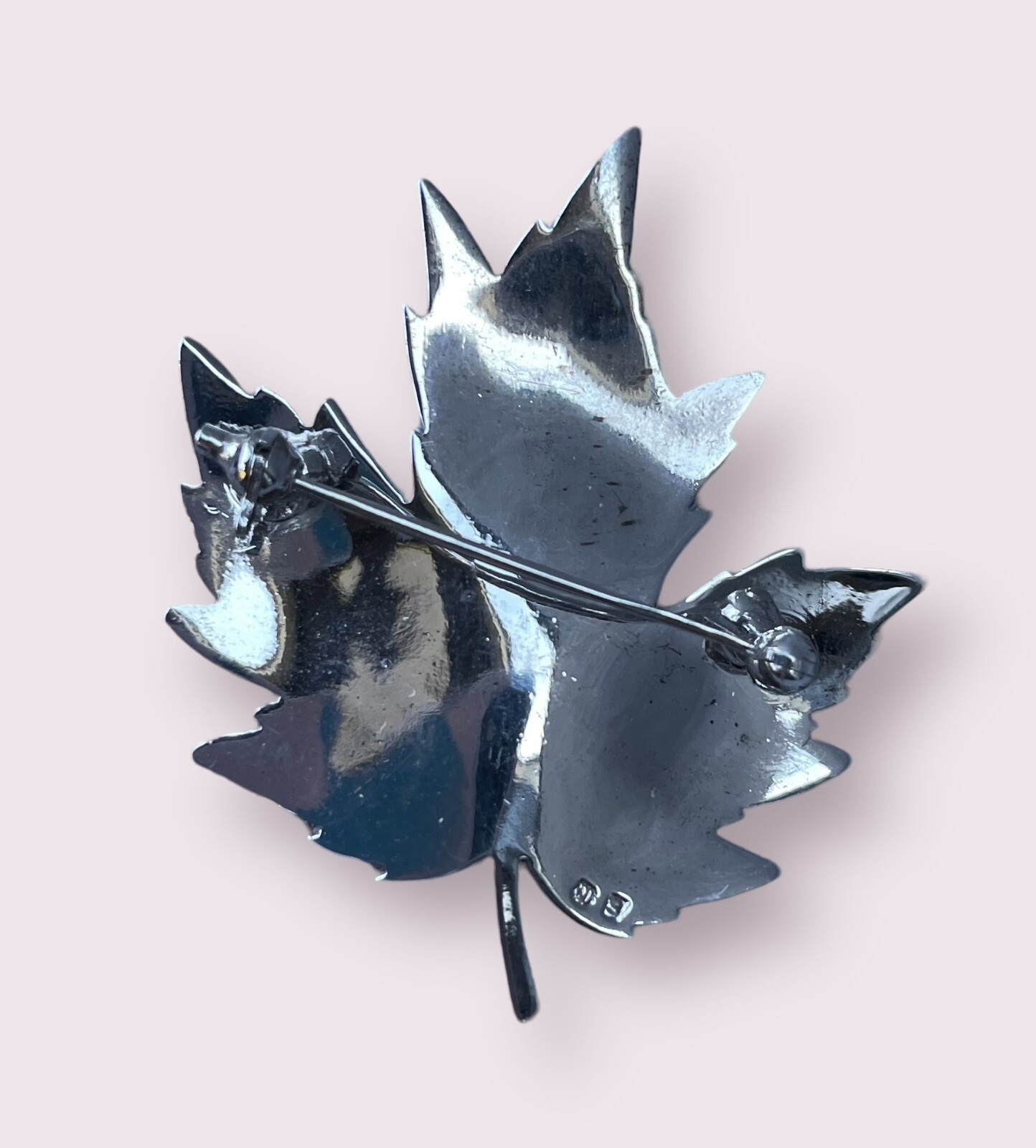 Vintage Mikimoto Sterling Silver Cultured Pearl Maple Leaf Brooch Pin