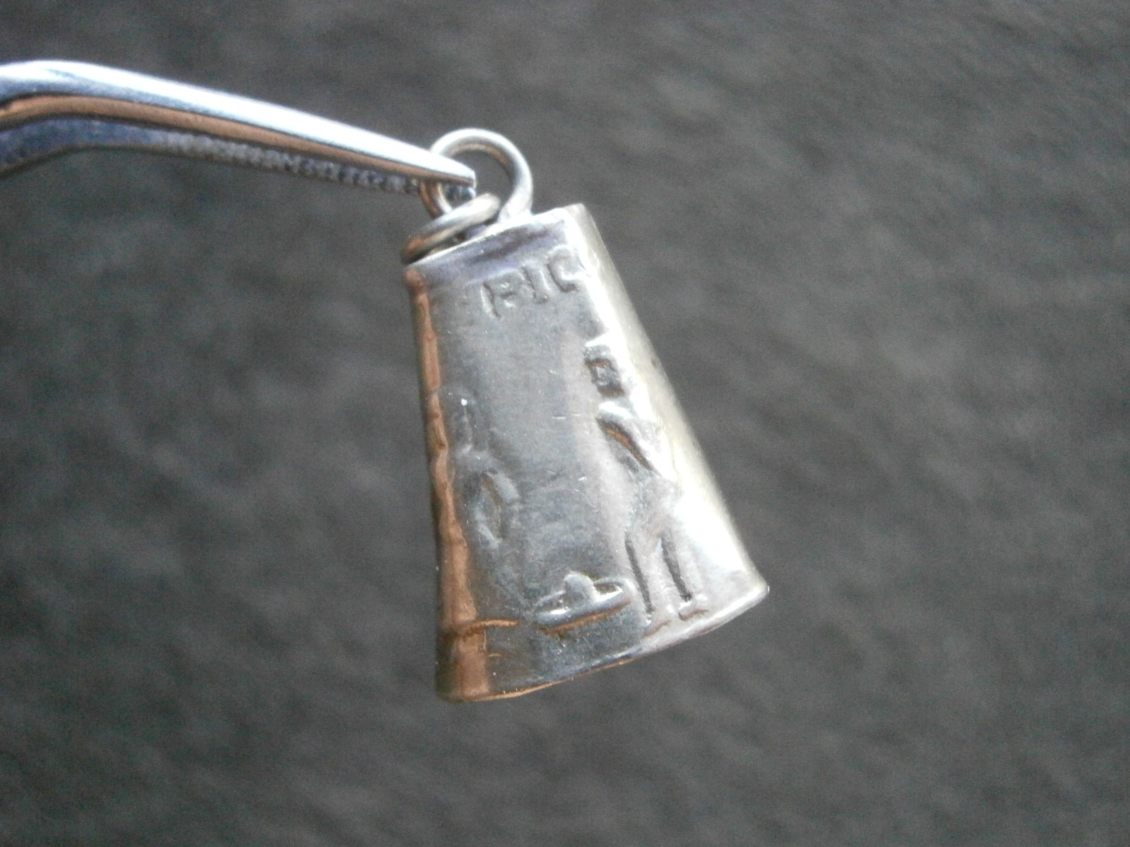 Sheep Cow Bell No Clapper Vintage Mexico Silvertone Bracelet Charm Pendant 1.5g