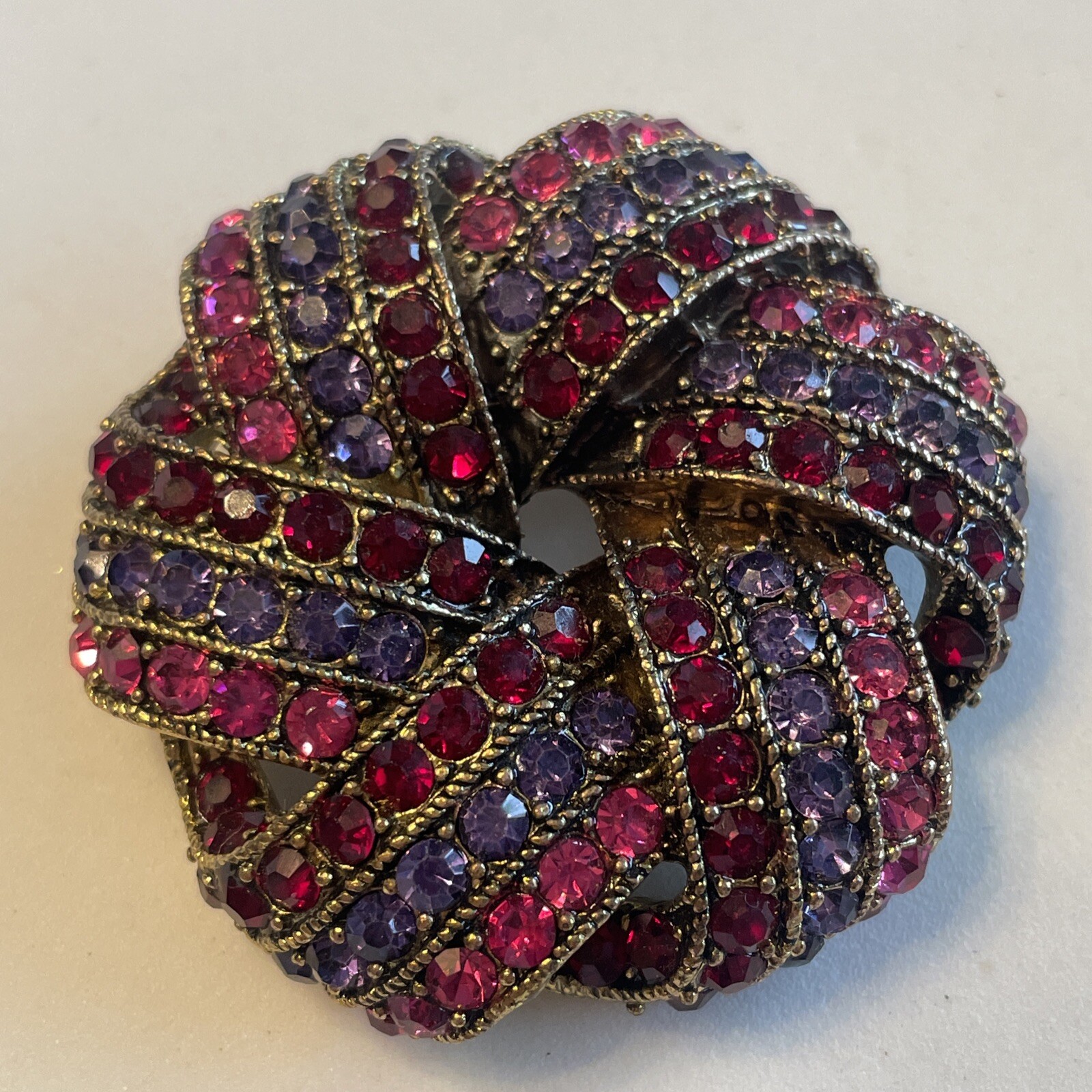 MINT Vintage Monet Signed Red Purple Pink Sparkling Rhinestones Brooch U13
