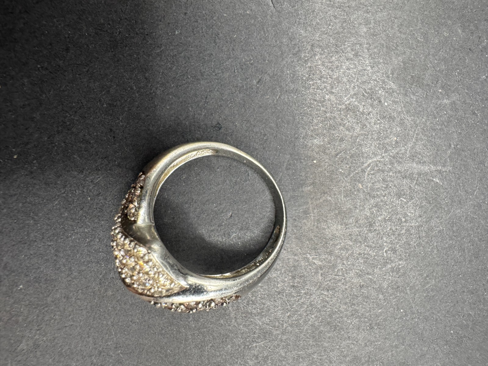 Vintage White & Brown Diamond Sterling Silver 925 Signed Twisted Ring Sz 8