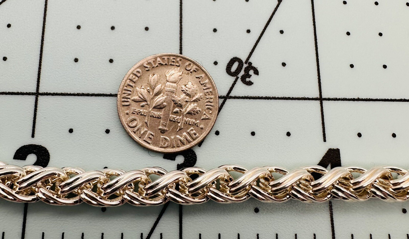 Vintage Silvertone Metal Wheat Spiga Chain Men Women Bracelet 5 mm Size 7.1/4￼