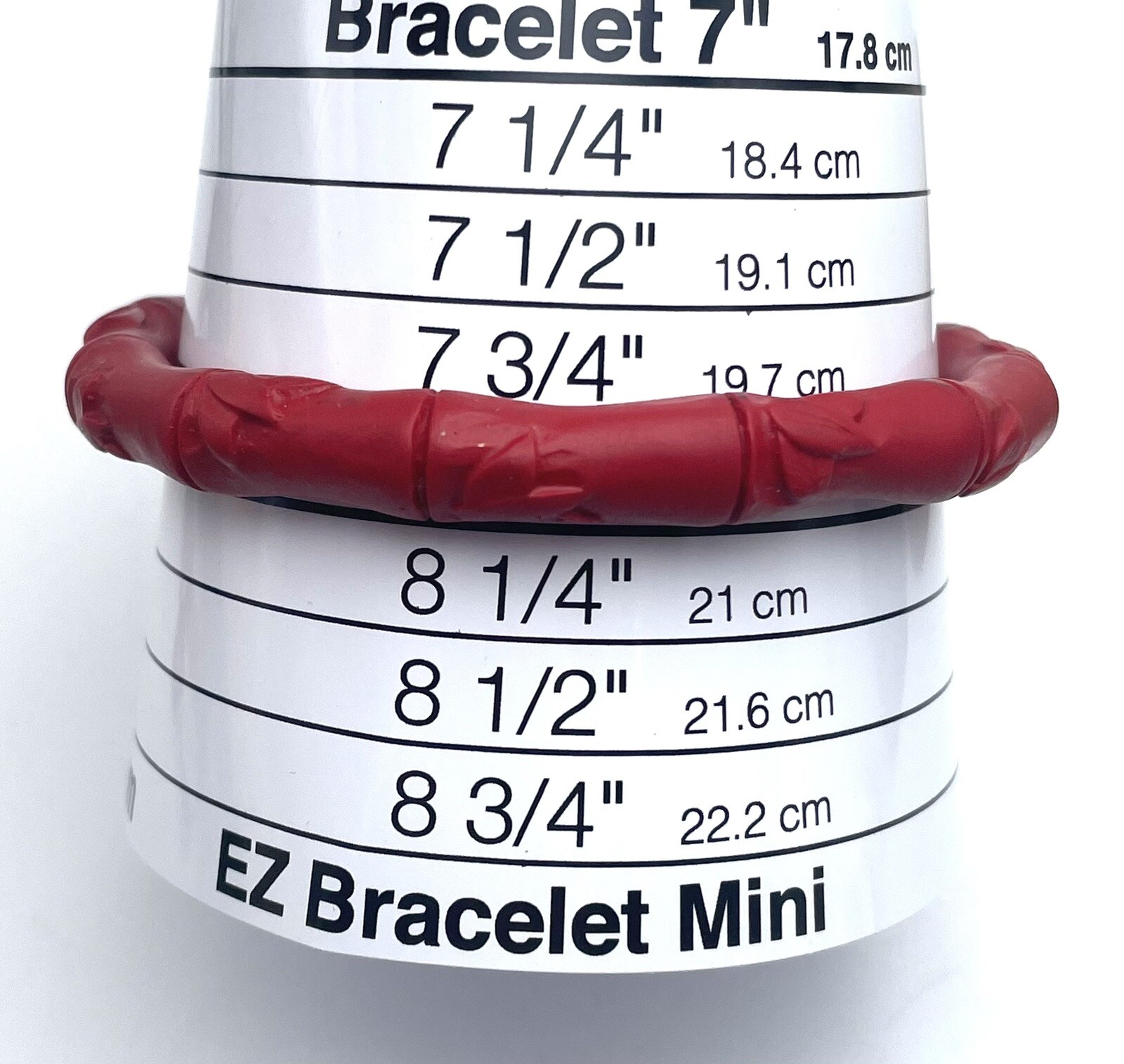 Cinnabar Red Color Carved Bamboo Shape Bangle Bracelet 8”