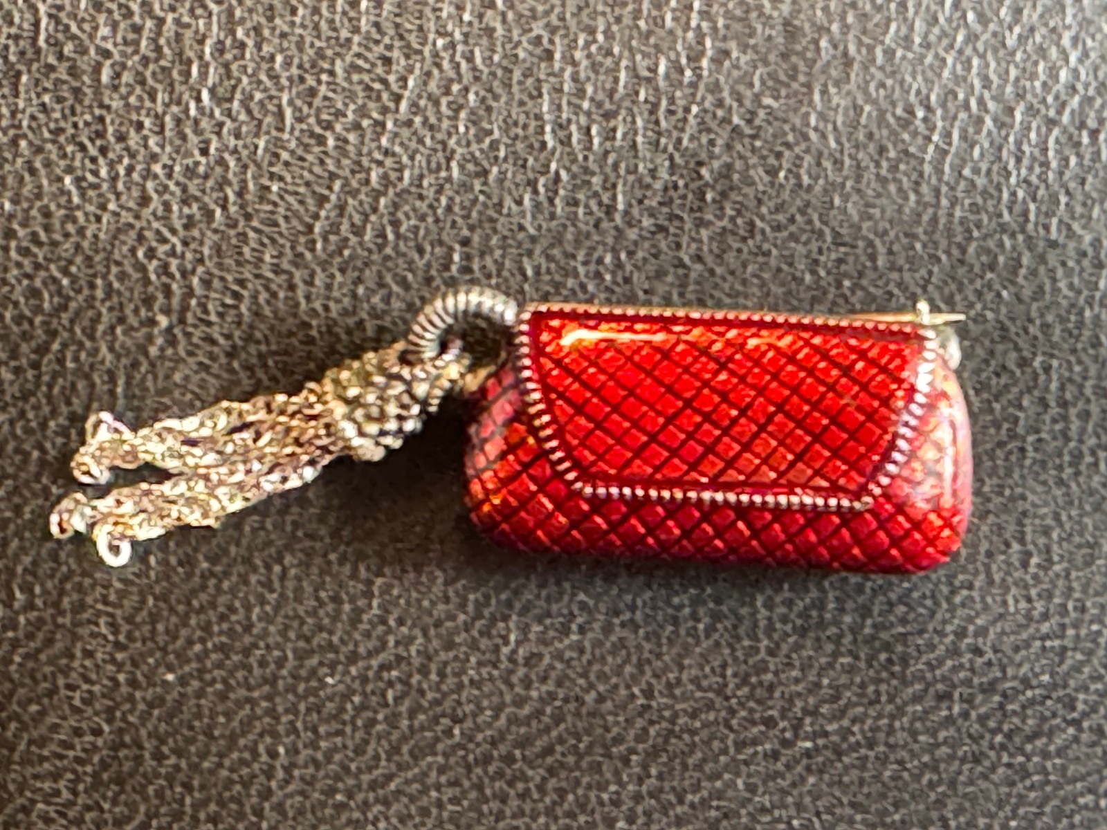 Vintage Judith Jack Red Enamel/Sterling/Marcasite Shoe & Purse Brooch Pin Set