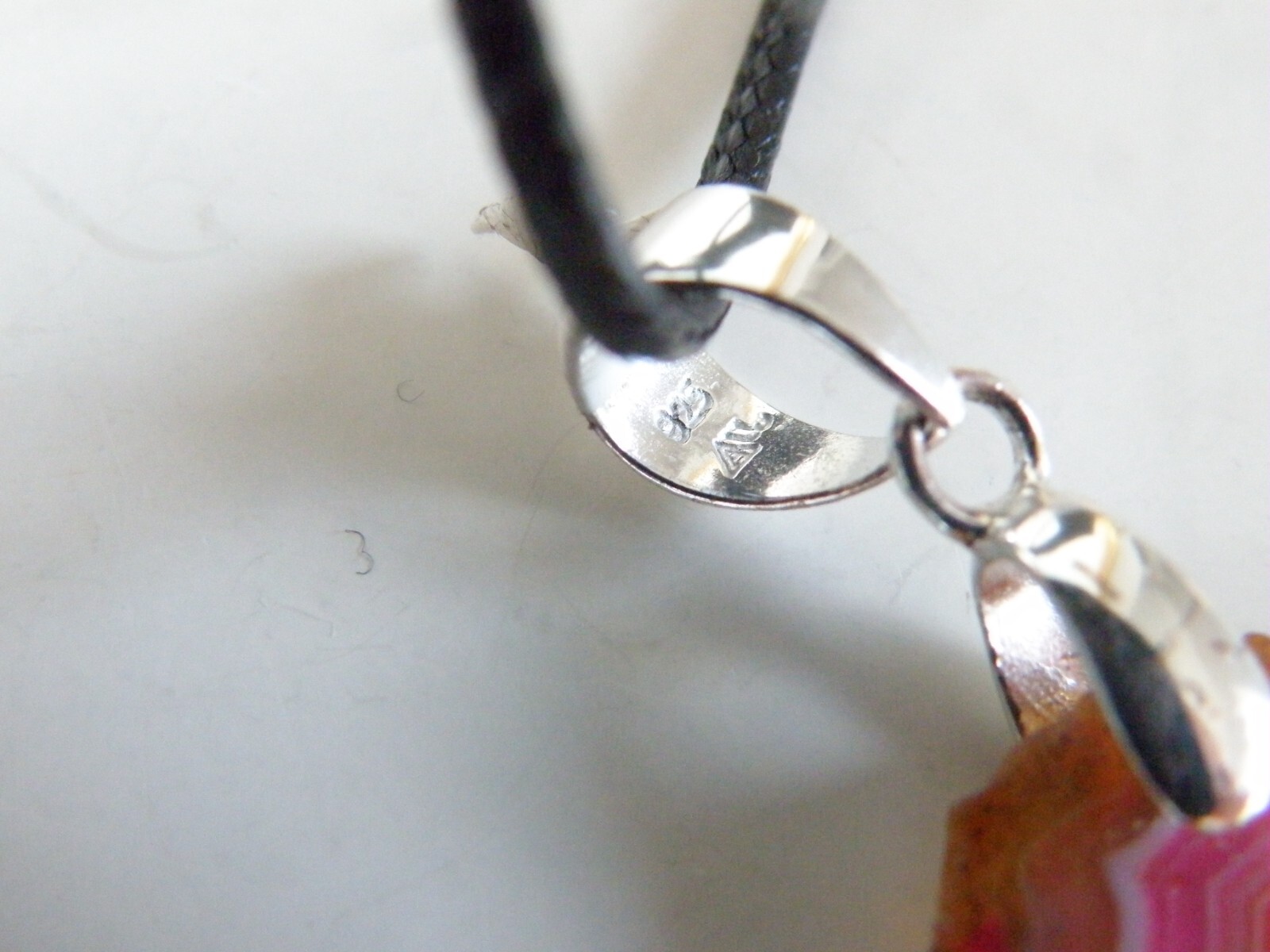 Huge Sterling Silver 925 Pink Geode Crystal Slab Vintage Pendant Necklace