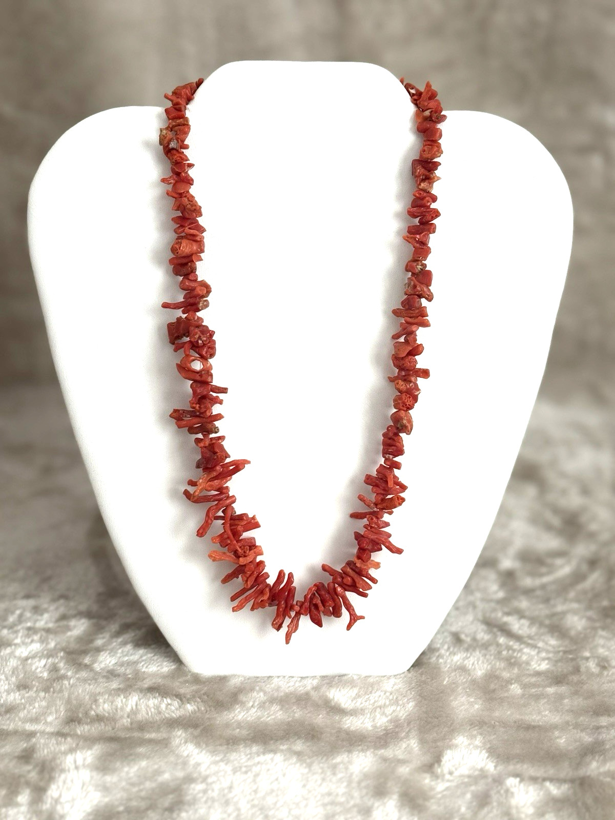 Vintage Salmon Red Branch Coral 19 ” Graduated Statement Necklace VERY NICE