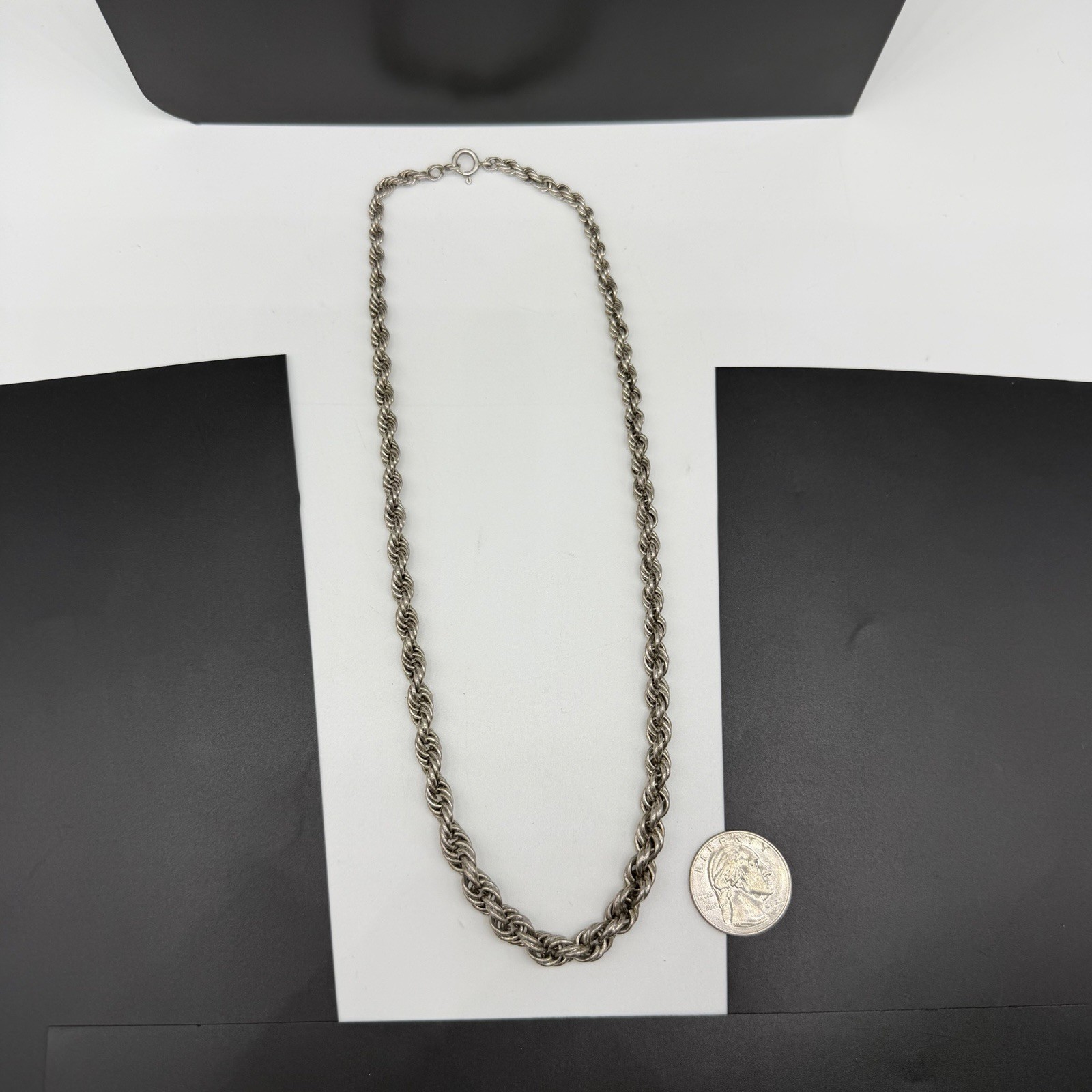 Vintage Chunky Sterling Silver 4.3mm-7.5mm Graduated Rope Chain 19″ Necklace 44g