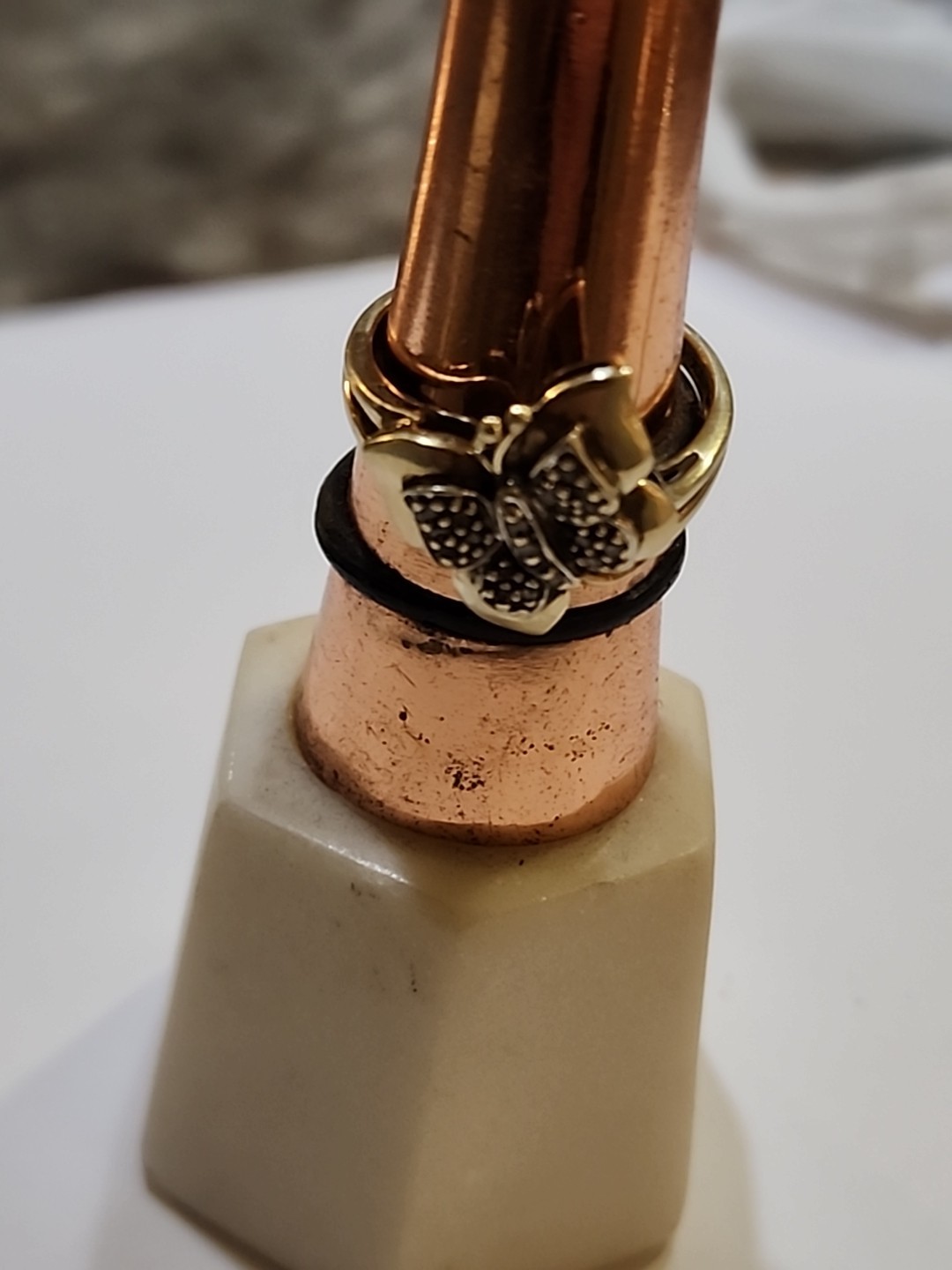 Vintage Estate 10K Yellow Gold 0.35TCW Diamond Butterfly Ring Size 9. B-1