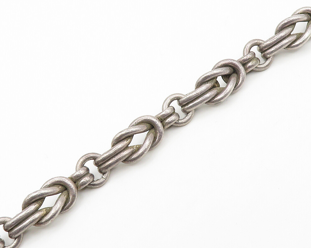 LOS CASTILLO MEXICO 925 Silver – Vintage Knot Link Smooth Chain Necklace- NE2808