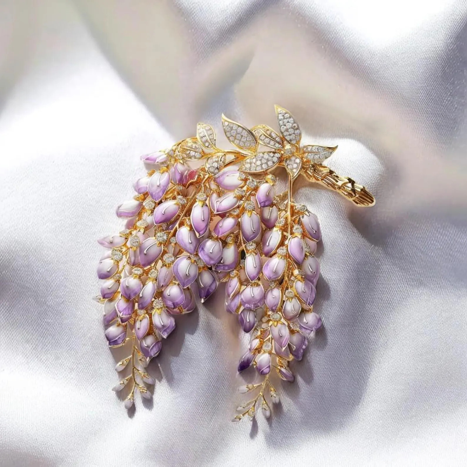 Original Luxurious Design Gold Plated Wisteria Brooch