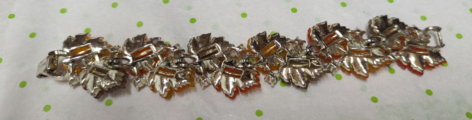 Lisner Leaf Lucite Bracelet and Necklace Goldtone Fall Colors