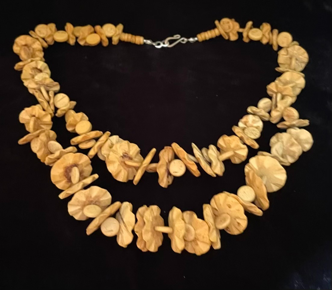 Handmade Double Wood Necklace Boho Hippie Eco Earthy Nature Jewelry Chunky VTG