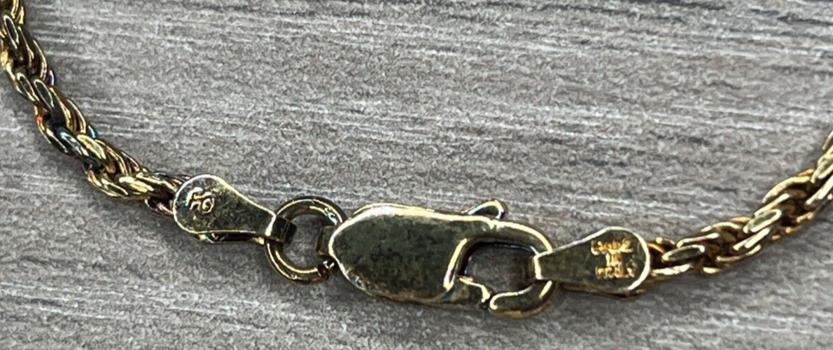 Vintage FB Italy Sterling 925 Gold Vermeil Wash Plated Rope Link Bracelet 6.75″